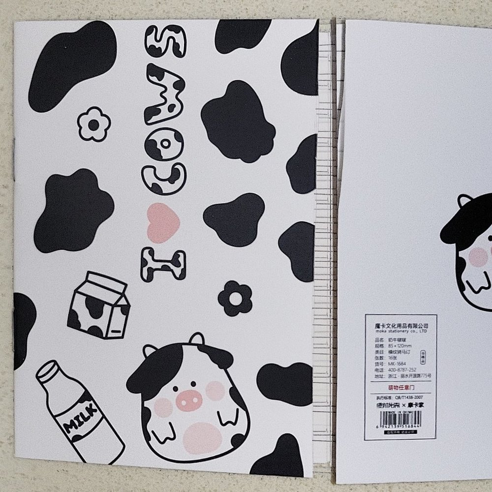 Kawaii Holstein-Friesian black and white baby Cow mini notebook notepad #3